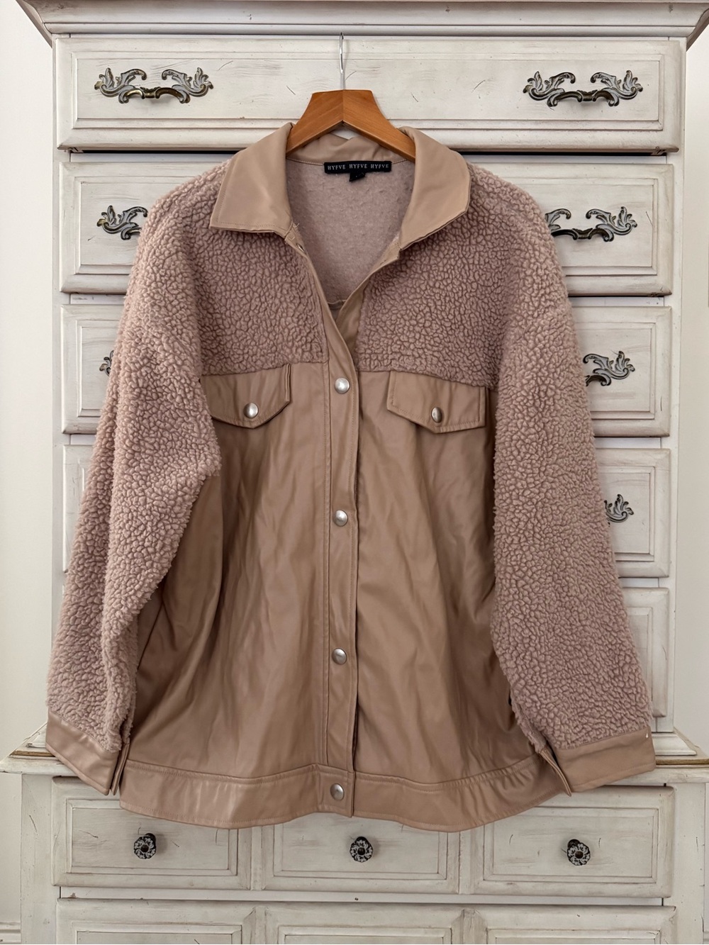 Vici Beige Teddy Sherpa Shacket